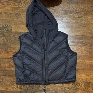 Black Hooded Light Puffer Vest